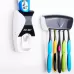 Automatic Toothpaste Dispenser Set with 5 Toothbrush Holder Black