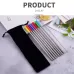 8 PCS Reusable Silicone Tips Stainless Steel Drinking Straws and 2 PCS Cleaner Brushes Set Kit with Cashmere Bag