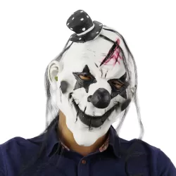 Halloween Festival Party Latex Devil Clown Frightened Mask Headgear with Hair
