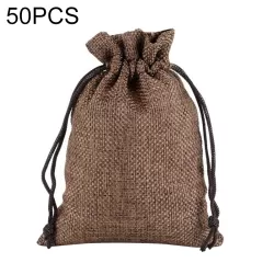50 PCS Multi size Linen Jute Drawstring Gift Bags Sacks Wedding Birthday Party Favors Drawstring Gift Bags Coffee