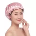 Lovely Thick Women Satin Colorful Double Waterproof Hair Cover Bathing Cap Pink
