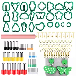 106-1 116 In 1 Clay Cutter Set DIY Clay Earring Mould Clay Earrings Making Tools Dark Green