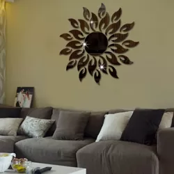 Sunflower Mirror Wall Sticker Bedroom Living Room Decoration Wall Stickers Black