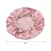 Lovely Thick Women Satin Colorful Double Waterproof Hair Cover Bathing Cap Pink