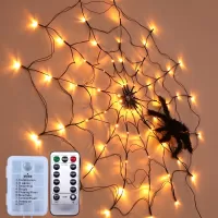 LED Spider Web Lamp with Remote Control Halloween Atmosphere Decoration Props