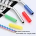 8 PCS Reusable Silicone Tips Stainless Steel Drinking Straws and 2 PCS Cleaner Brushes Set Kit with Cashmere Bag