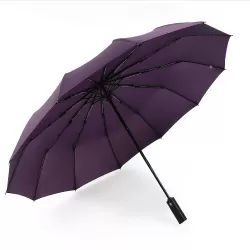 Extra Large Reinforced 12 Bone Automatic Double Folding Rain And Sunny Dual-use Umbrella Personality And Creativity Purple