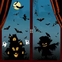 Halloween Decoration Stickers Pumpkin Lamp Spider Ghost Electrostatic Stickers