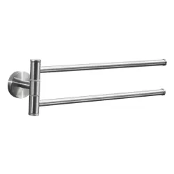 Stainless Steel Towel Bar Rotating Towel Rack Bathroom Kitchen Wall-mounted Towel Polished Rack Holder Brushed Two Poles