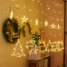 LED Curtain Lights Christmas Decoration Bell And Deer String Lights Battery Box with RC Warm White Light