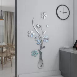 Creative 3D Vase Style Mirror DIY Wall Sticker Set