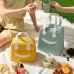 Smile Lunch Bag with Leather Handles Small Gray