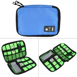 Portable Travel Organizer Storage Collection Bag Case Pouch Digital Gadget Electronic Accessories Blue