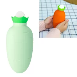 Carrot-Shaped Silicone Water Injection Warm Water Bag Winter Leak-Proof And Explosion-Proof Hand Warmer Light Green