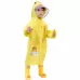 Large Hat Brim Cartoon Print Children Raincoat with Schoolbag Seat Green