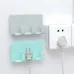 Practical Wall Sticking Phone Charging Holder Socket Strong Sticky Adhesive Sopport Rack Shelf With Hooks Blue