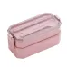 Double-layer Lunch Box Plastic Microwaveable Student Lunch Box Cutlery set Pink