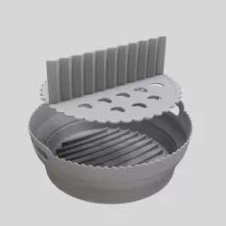 Round 2 Layer Air Fryer Silicone Basket Reusable Foldabl Air Fryer Mold Liner Tray Gray