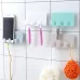 Practical Wall Sticking Phone Charging Holder Socket Strong Sticky Adhesive Sopport Rack Shelf With Hooks Blue