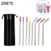 8 PCS Reusable Silicone Tips Stainless Steel Drinking Straws and 2 PCS Cleaner Brushes Set Kit with Cashmere Bag