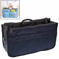 Thicken Portable Multi-function Double Zipper Cosmetic Bag Storage Bag in Bag Dark Blue