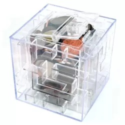 3D Puzzle Transparent Money Maze Bank Saving Coin Gift Box White