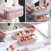 Double-layer Lunch Box Plastic Microwaveable Student Lunch Box Cutlery set Pink