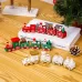 Christmas Decoration Wooden Train Kindergarten Christmas Festival Gift Red 4 Section