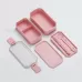 Double-layer Lunch Box Plastic Microwaveable Student Lunch Box Cutlery set Pink