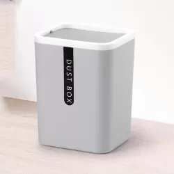 Mini Office Coffee Table Desktop Plastic Shake Lid Storage Trash Can Gray