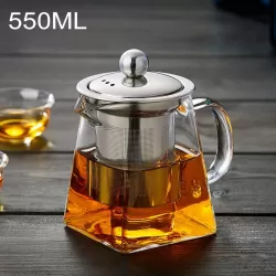 550ml Stainless Steel Clear Heat Resistant Glass Filter Tea Pot