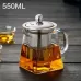 550ml Stainless Steel Clear Heat Resistant Glass Filter Tea Pot