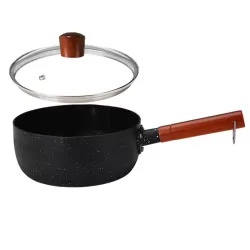 22cm With Cover Boil Instant Noodles Non-Stick Pan Baby Food Supplement Pan Maifan Stone Small Milk Pot Black