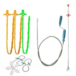 6 PCS/Set 150cm Kitchen Pipe Dredge Hook Sewer Toilet Anti-Blocking Sink Dredge Kit