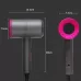 High-power Anionic Cold Hot Air Constant Temperature Hair Dryer EU Plug Red and Grey