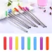 8 PCS Reusable Silicone Tips Stainless Steel Drinking Straws and 2 PCS Cleaner Brushes Set Kit with Cashmere Bag