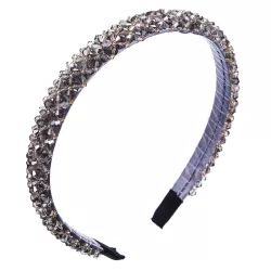 Handmade Fine-edged Fabric Headband Crystal Headband Gray
