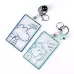 2 PCS Transparent Acrylic Push Pull Card Sleeve Bell Keychain Ring ID Card Sleeve