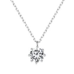 MSN003 S925 Sterling Silver Sparkling O Chain Necklace Moissanite Pendant