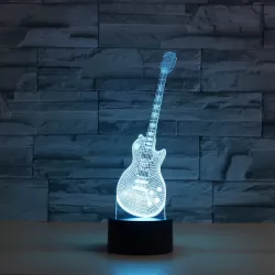 Guitar Shape 3D Colorful LED Vision Light Table Lamp Crack Touch Version
