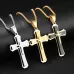 1213 Three Layer Cross Necklace Titanium Steel Men Necklace Steel Color Pendant and  Pearl Chain