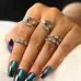 5 PCS in Set Vintage Women Star Moon Adjustable Ring Set
