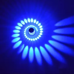 3W Modern Interior Creative Spiral Round Wall Lamp for Club KTV Corridor Aisle Background Wall Decoration Lamp Wall Mounted Blue Light