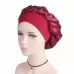 2 PCS TJM-301 Night Cap With Wide Brim And Elasticity Headband Ladies Chemotherapy Cap Hair Care Hat Red Wine