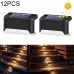 12 PCS Solar Powered LED Outdoor Stairway Light IP65 Waterproof Garden Lamp Warm White Light