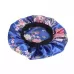 2 PCS Women Satin Night Sleep Cap Hair Bonnet Hat Silk Head Cover Wide Elastic Band Royal Blue Flower