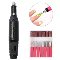 1 Set Power Professional Electric Manicure Machine Pen Pedicure Nail File Nail Tools 6 bits Drill Nail Drill Machine EU Black