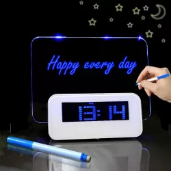 Multifunction LCD Digital Alarm Clock Thermometer and 4-Port USB HUB and Message Board with Blue or Green LCD backlight