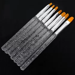 7pcs in Set UV Gel Acrylic Crystal Design Builder Painting Nail Art Brush Pen Tool Set Crystal Painting Drawing Carving Pen Set