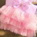 Pet Mesh Skirt Dress Dog Cat Clothes Suspenders Stripes Pink